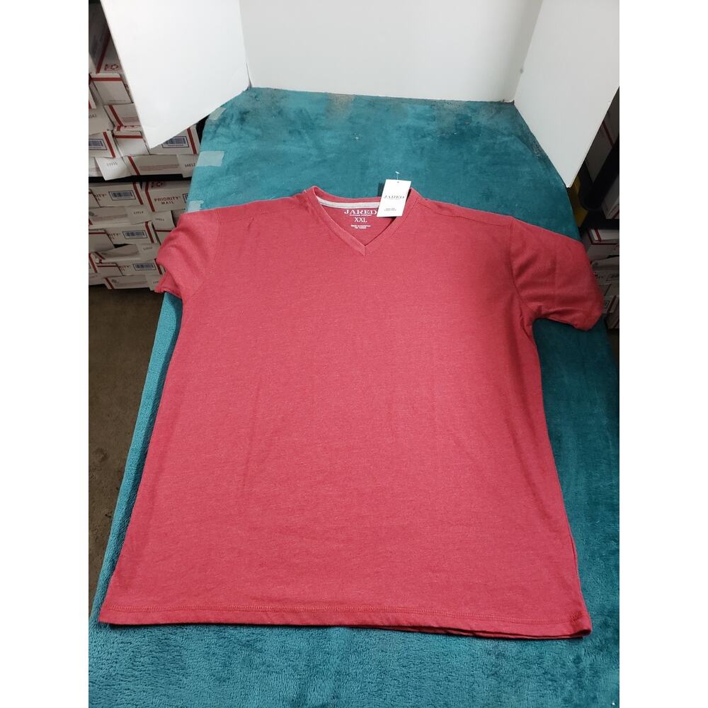 Jared Shirt Size 2XL XXL Mens Red Short Sleeve Casual Stretch Soft V Neck NWT